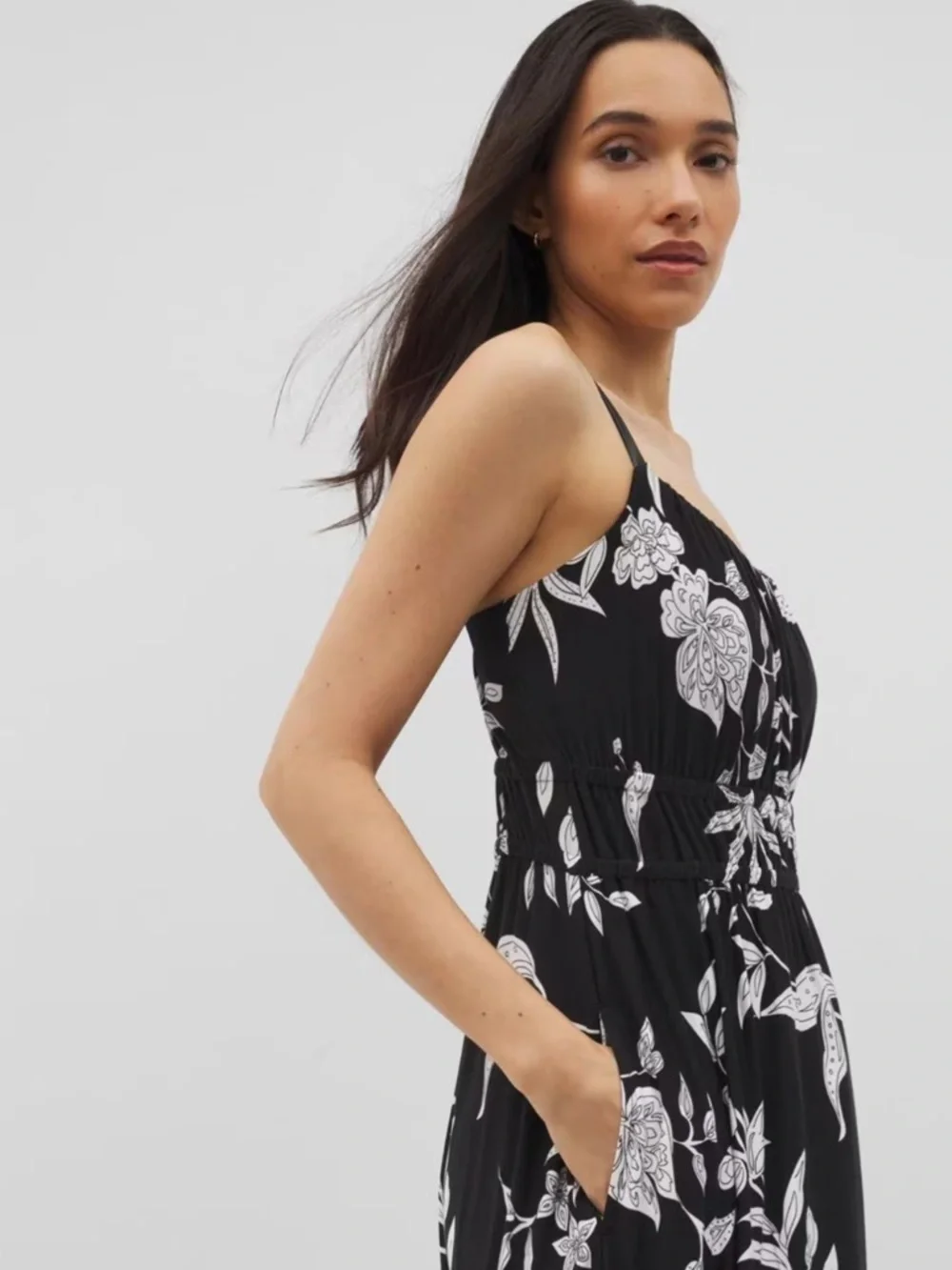 NWT Soma Soft Jersey Paradiso Midi Bra Dress In Peaceful Floral Black XX-LARGE_5